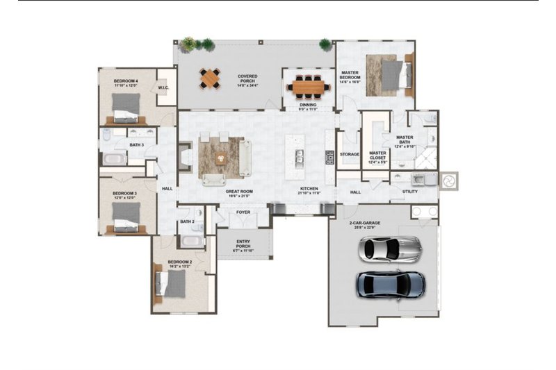 Home Plan - Floor Plan - Main Floor for Craftsman House Plan #1110-9 - 4 bed, 3 bath