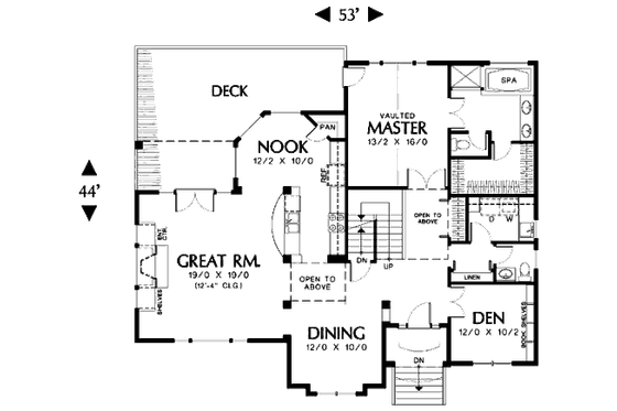 Floor Plan - Main Floor for Traditional House Plan #48-327 - 3 bed, 2.5 bath