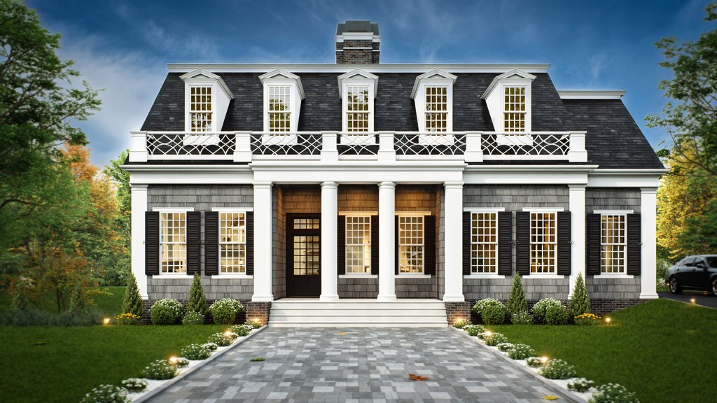 Exterior - Front Elevation 2 for Classical House Plan #119-155 - 4 bed, 4 bath