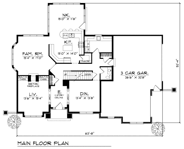 Architectural House Design - Traditional Floor Plan - Main Floor Plan #70-433