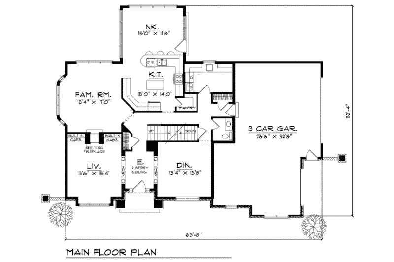 House Plan Design - Floor Plan - Main Floor for Traditional House Plan #70-433 - 3 bed, 2.5 bath