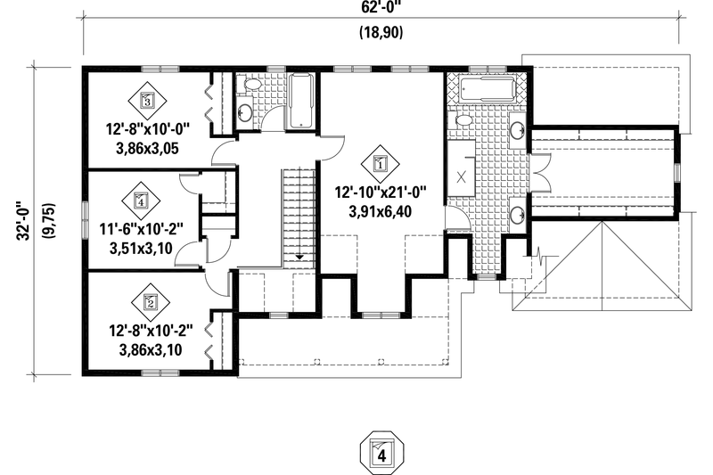 House Design - Floor Plan - Upper Floor for Country House Plan #25-4559 - 5 bed, 4 bath