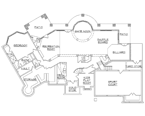 House Design - European Floor Plan - Lower Floor Plan #5-444