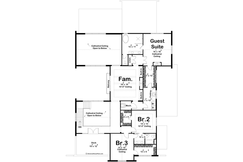 House Blueprint - Floor Plan - Upper Floor for Beach House Plan #455-754 - 4 bed, 3.5 bath