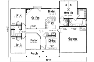 Floor Plan - Main Floor for Traditional House Plan #312-569 - 3 bed, 2 bath