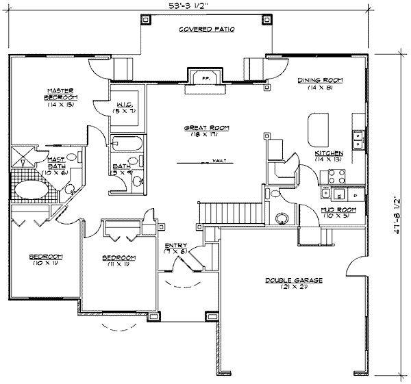 Home Plan - Traditional Floor Plan - Main Floor Plan #5-113