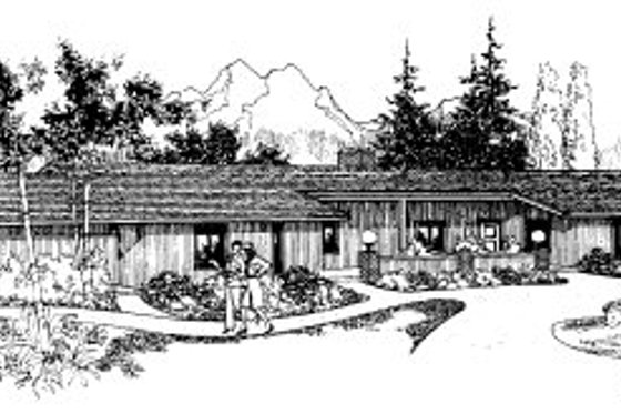 Exterior - Front Elevation for Ranch House Plan #303-236 - 2 bed, 1 bath