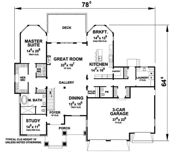 Home Plan - Ranch Floor Plan - Main Floor Plan #20-2284