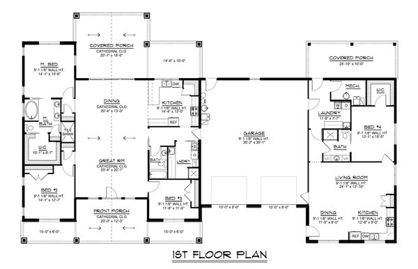 House Blueprint - Ranch Floor Plan - Main Floor Plan #1064-406
