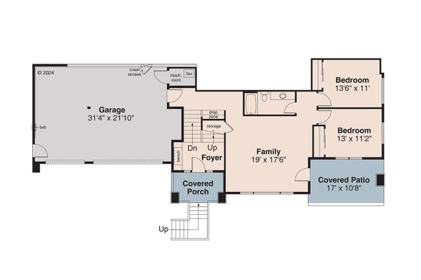 House Blueprint - Modern Floor Plan - Main Floor Plan #124-1457