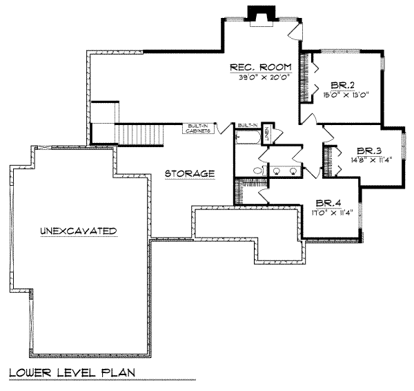 Architectural House Design - Traditional Floor Plan - Lower Floor Plan #70-206