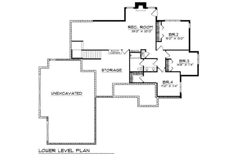 Dream House Plan - Floor Plan - Lower Floor for Traditional House Plan #70-206 - 4 bed, 2.5 bath