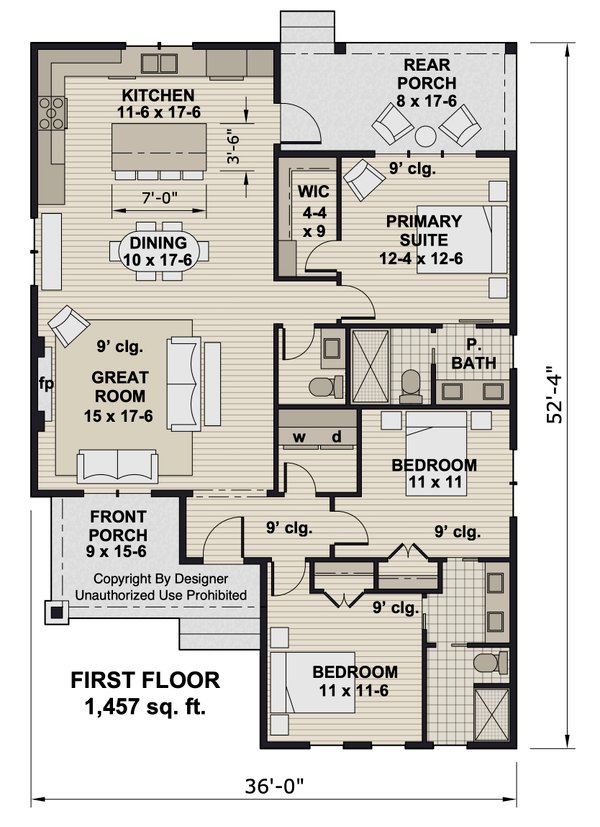 House Blueprint - Craftsman Floor Plan - Main Floor Plan #51-1391