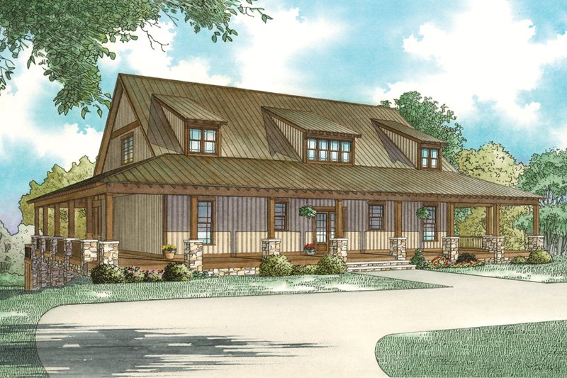 Architectural House Design - Country Exterior - Front Elevation Plan #17-3428