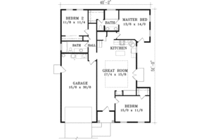 Floor Plan - Main Floor for Adobe / Southwestern House Plan #1-1247 - 3 bed, 2 bath