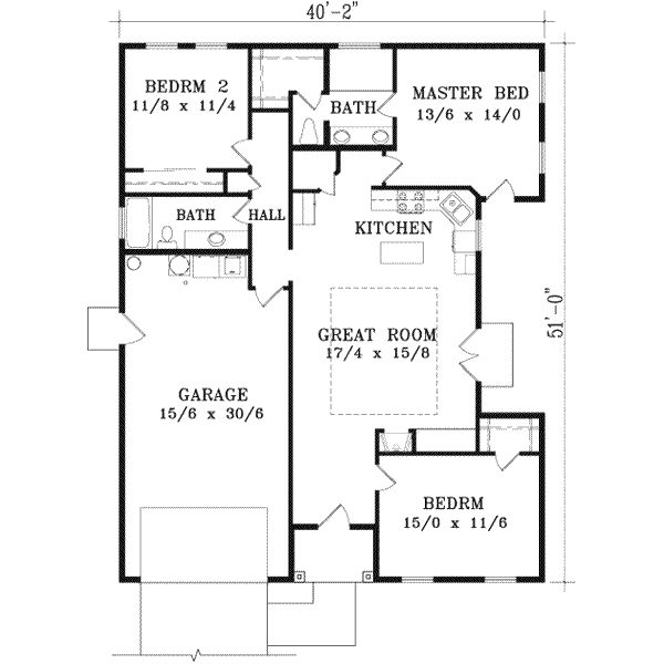 Adobe / Southwestern Style House Plan - 3 Beds 2 Baths 1405 Sq/Ft Plan ...