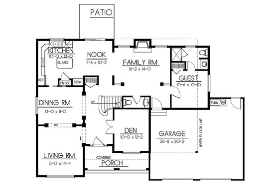 Floor Plan - Main Floor for European House Plan #100-414 - 4 bed, 3.5 bath