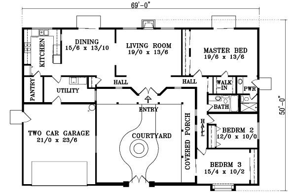 Adobe / Southwestern Floor Plan - Main Floor Plan #1-1364