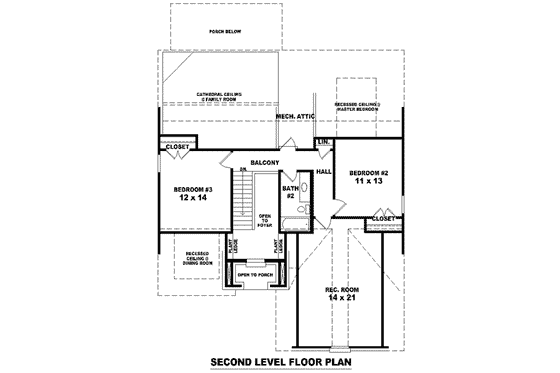 Floor Plan - Upper Floor for European House Plan #81-1409 - 3 bed, 2.5 bath