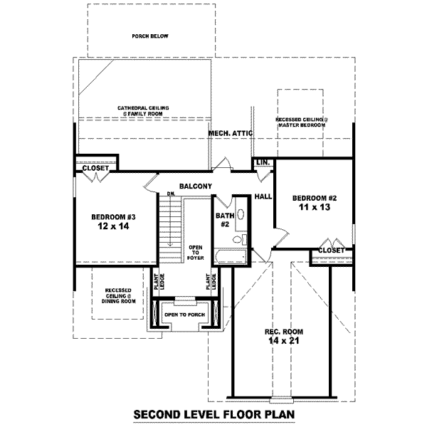 Floor Plan - Upper Floor for European House Plan #81-1409 - 3 bed, 2.5 bath