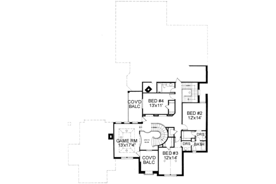 Floor Plan - Upper Floor for European House Plan #141-156 - 5 bed, 4.5 bath