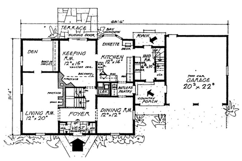 Dream House Plan - Floor Plan - Main Floor for Colonial House Plan #315-108 - 4 bed, 2.5 bath