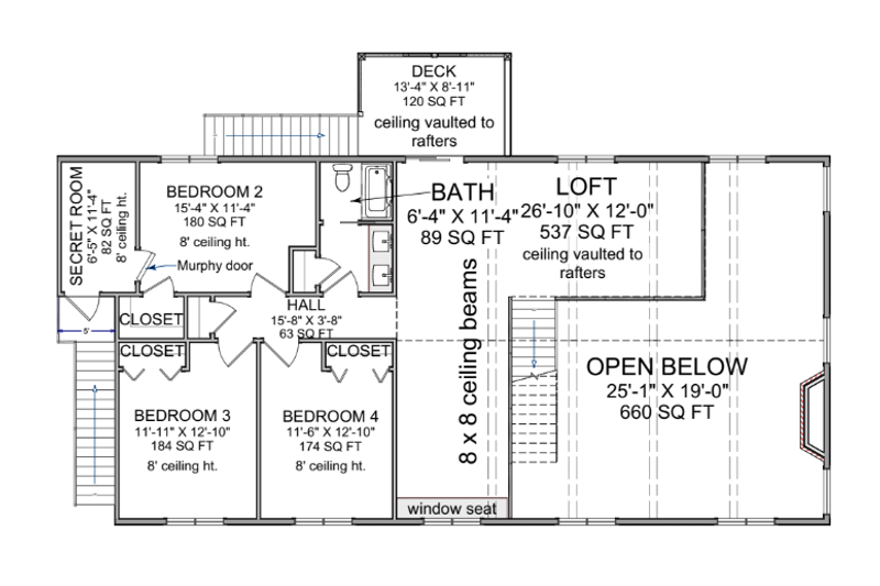 Architectural House Design - Floor Plan - Upper Floor for Barndominium House Plan #1116-15 - 4 bed, 3.5 bath