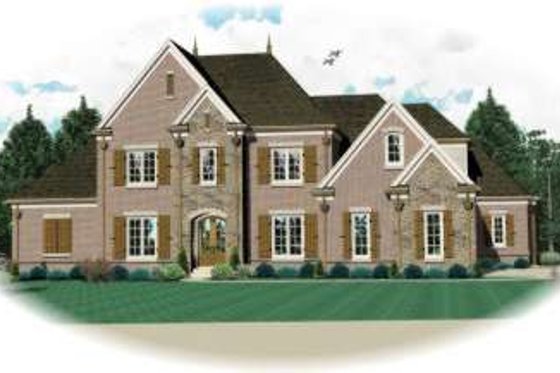 Exterior - Front Elevation for European House Plan #81-1618 - 3 bed, 4 bath