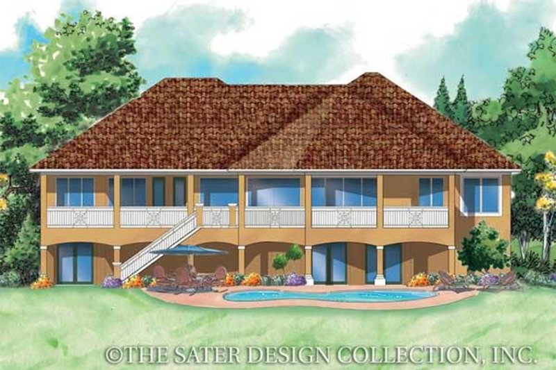 Home Plan - Exterior - Rear Elevation for Mediterranean House Plan #930-172 - 3 bed, 3.5 bath