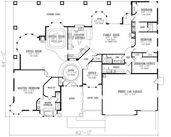 Adobe / Southwestern Floor Plan - Main Floor Plan #1-757