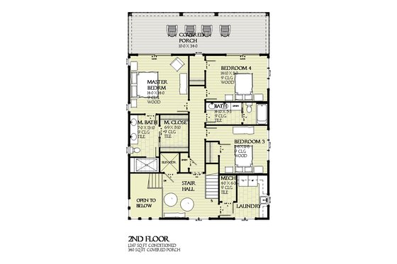 Floor Plan - Upper Floor for Beach House Plan #901-125 - 5 bed, 4 bath