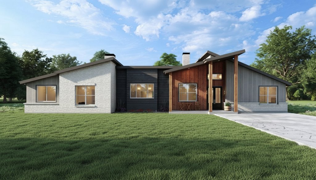 Exterior - Front Elevation 2 for Modern House Plan #1127-18 - 4 bed, 3 bath