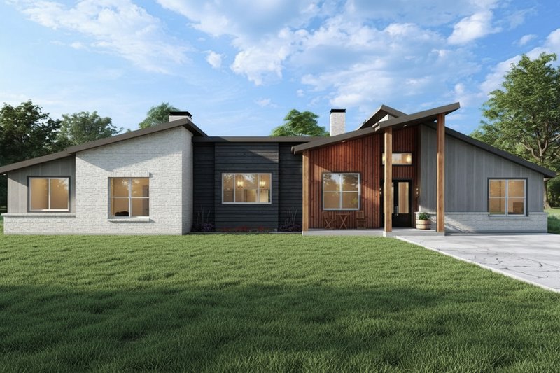 House Blueprint - Exterior - Front Elevation 2 for Modern House Plan #1127-18 - 4 bed, 3 bath
