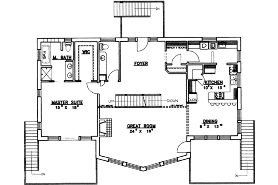 Floor Plan - Main Floor for Contemporary House Plan #117-269 - 4 bed, 3 bath
