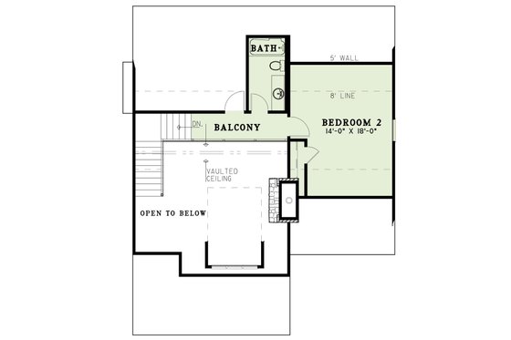 Floor Plan - Upper Floor for Cottage House Plan #17-2363 - 2 bed, 2 bath