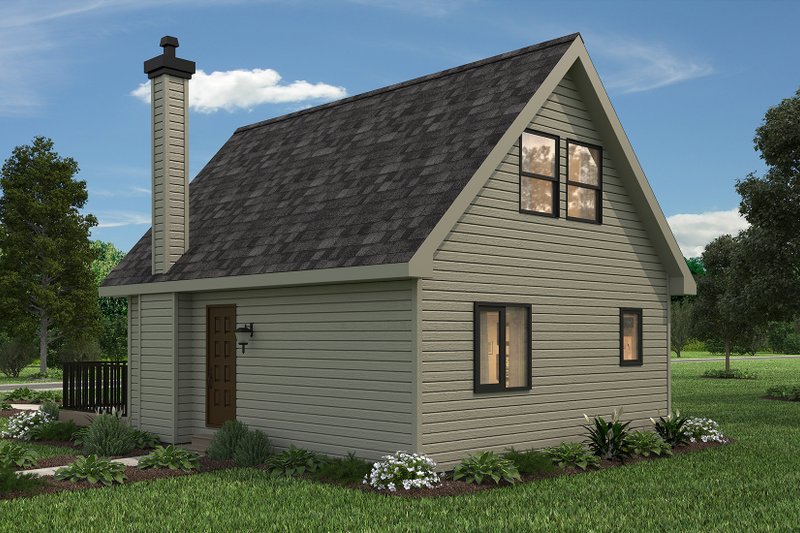Dream House Plan - Exterior - Front Elevation 6 for Cabin House Plan #18-4501 - 2 bed, 1 bath