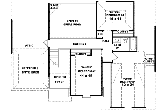 Floor Plan - Upper Floor for Traditional House Plan #81-756 - 3 bed, 2.5 bath