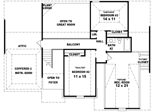 Traditional Floor Plan - Upper Floor Plan #81-756