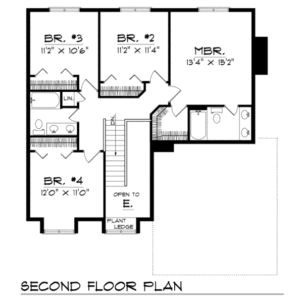 Traditional Floor Plan - Upper Floor Plan #70-295