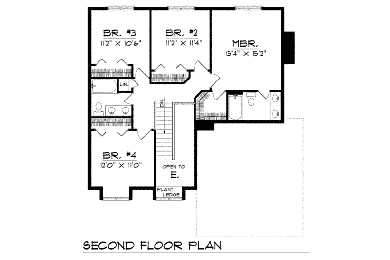 Architectural House Design - Floor Plan - Upper Floor for Traditional House Plan #70-295 - 4 bed, 2.5 bath