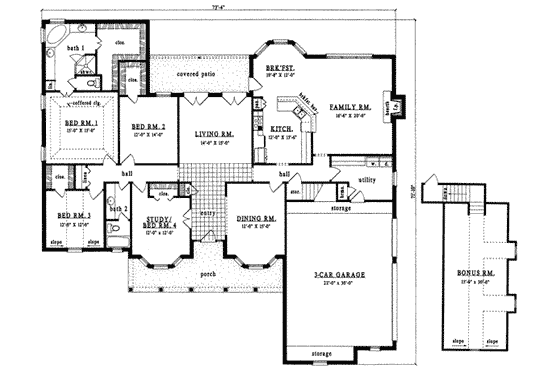 Floor Plan - Main Floor for Traditional House Plan #42-271 - 4 bed, 2 bath