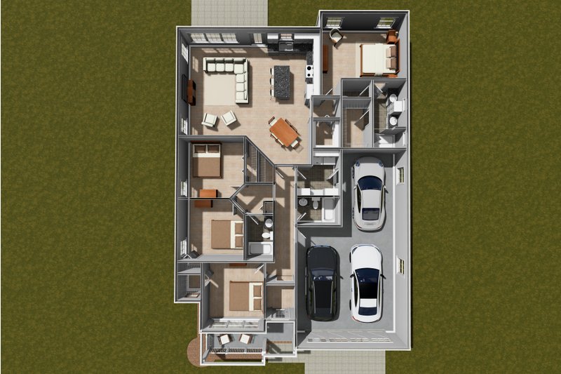 House Blueprint - Floor Plan - Main Floor for Cottage House Plan #513-2300 - 4 bed, 3 bath