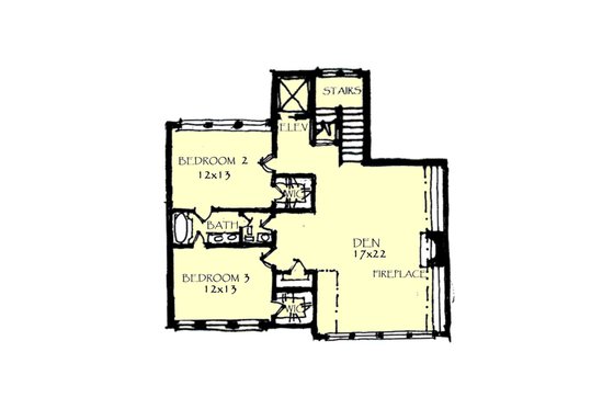 Floor Plan - Upper Floor for Craftsman House Plan #921-1 - 3 bed, 3.5 bath
