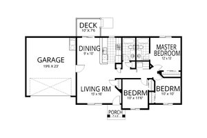 Floor Plan - Main Floor for Craftsman House Plan #112-266 - 3 bed, 2 bath