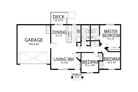 Floor Plan - Main Floor for Craftsman House Plan #112-266 - 3 bed, 2 bath
