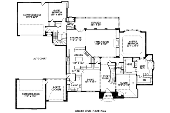 Floor Plan - Main Floor for European House Plan #141-246 - 5 bed, 5.5 bath