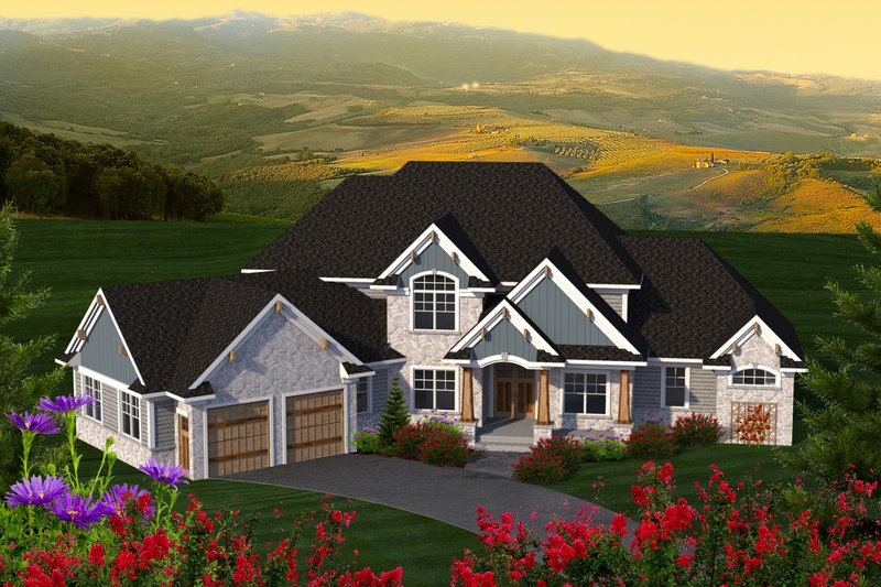 Craftsman Style House Plan - 4 Beds 4 Baths 4266 Sq/Ft Plan #70-1233