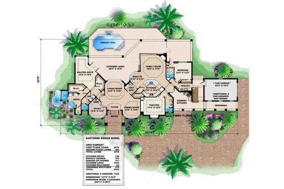 Floor Plan - Main Floor for Mediterranean House Plan #27-377 - 4 bed, 5 bath