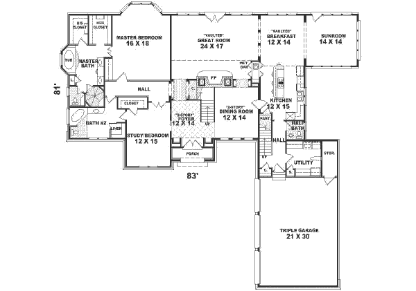 Traditional Floor Plan - Main Floor Plan #81-403