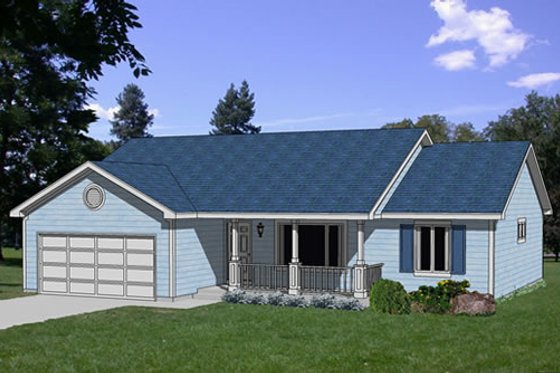 Exterior - Front Elevation for Farmhouse House Plan #116-210 - 3 bed, 2 bath